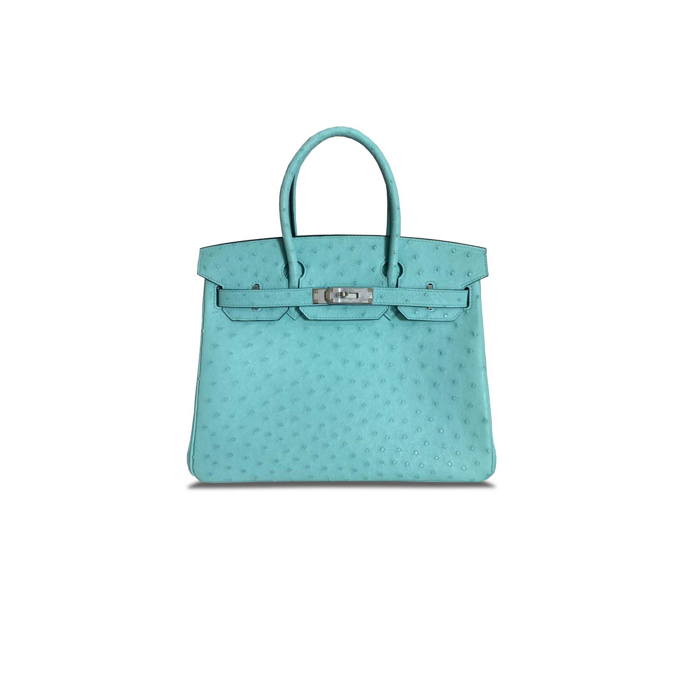 HERMÈS MASTER BIRKIN 30 OSTRICH LEATHER ICE CREAM SILVER BUCKLE H041933CK76 (30*22*16cm)